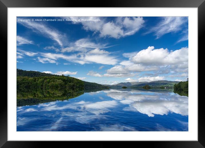 Lake Windermere Summer Clouds Reflection Framed Mounted Print by Alison Chambers
