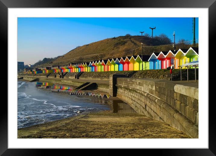 Dawn At Scarborough Beach Huts Framed Mounted Print by Alison Chambers