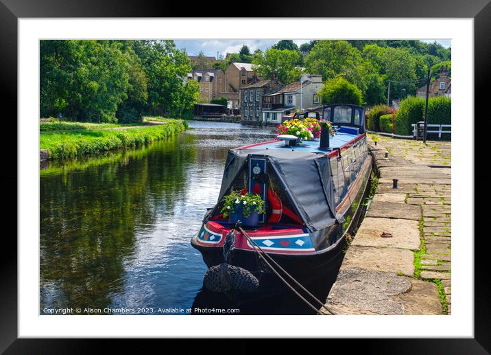 Rodley Barge Canal Leeds Framed Mounted Print by Alison Chambers