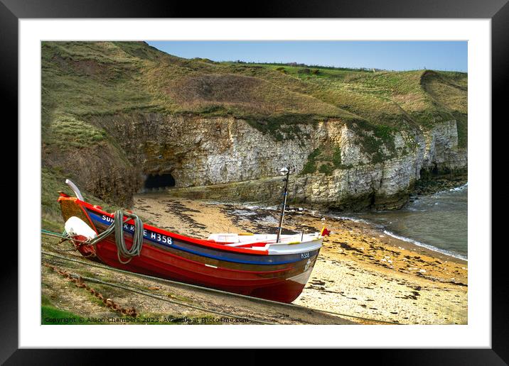 Flamborough North Landing Framed Mounted Print by Alison Chambers