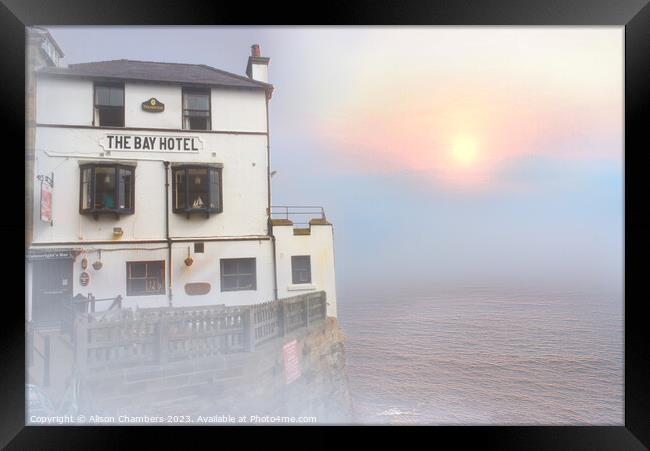 The Bay Hotel at Robin Hoods Bay  Framed Print by Alison Chambers