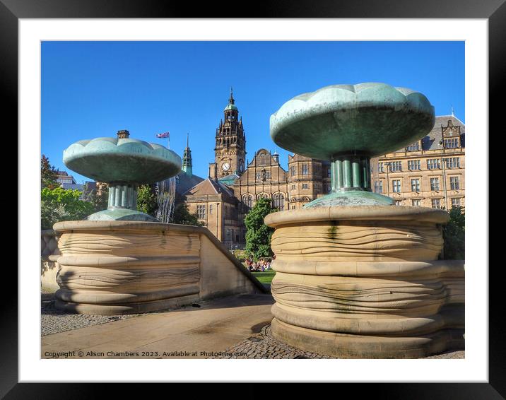Sheffield City Hall and Peace Gardens Framed Mounted Print by Alison Chambers