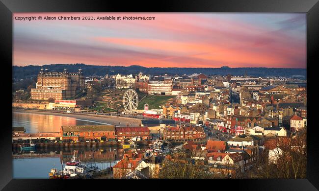 Scarborough At Dawn Panorama  Framed Print by Alison Chambers