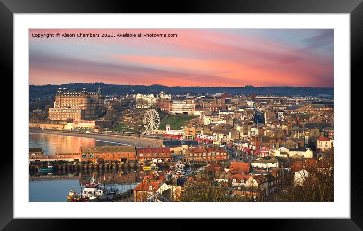 Scarborough At Dawn Panorama  Framed Mounted Print by Alison Chambers