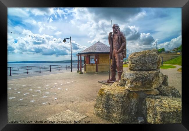 Filey High Tide and Short Wellies Framed Print by Alison Chambers