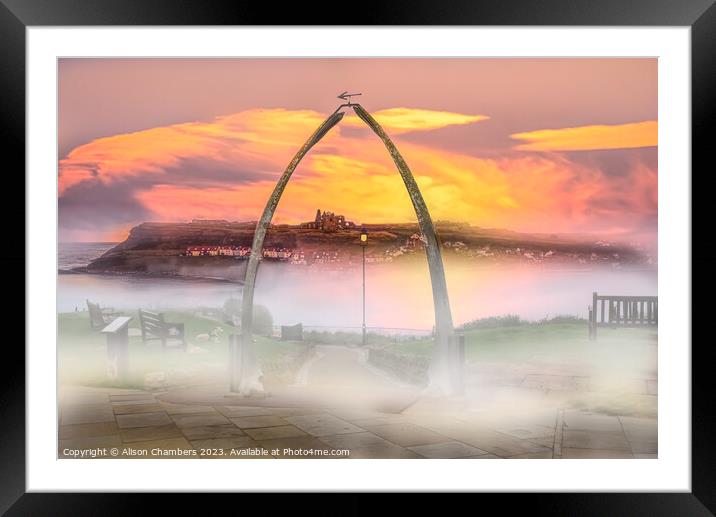 Whale Bone Arch Whitby Framed Mounted Print by Alison Chambers