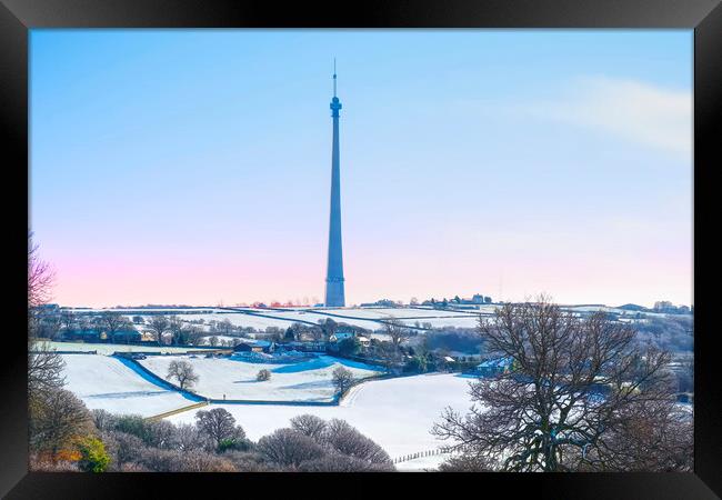 Emley Moor Mast Winter Framed Print by Alison Chambers