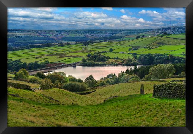 Digley Reservoir and Holme Moss Framed Print by Alison Chambers
