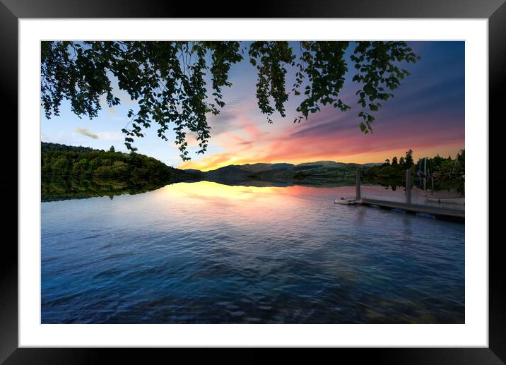 Bowness On Windermere Sunset Framed Mounted Print by Alison Chambers
