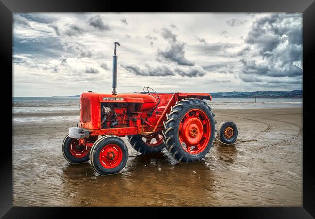 Filey Red Tractor Framed Print by Alison Chambers