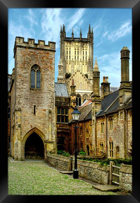 Wells Cathedral and Vicars Close Framed Print by Alison Chambers