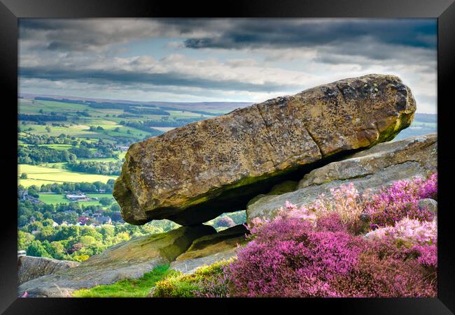 Ilkley Moor Boulder Stone Framed Print by Alison Chambers