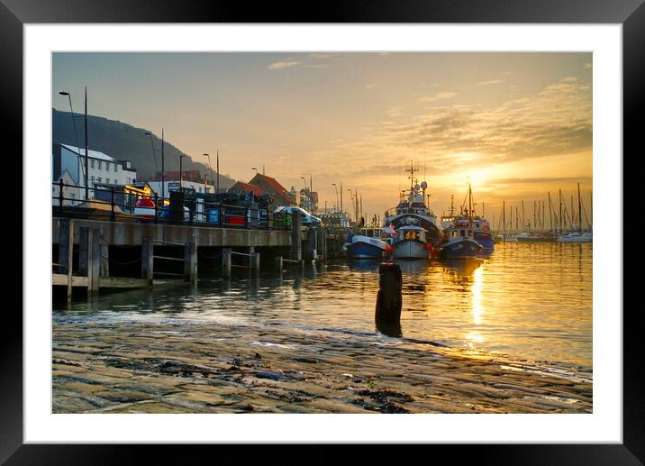 Scarborough Harbour Sunrise Framed Mounted Print by Alison Chambers