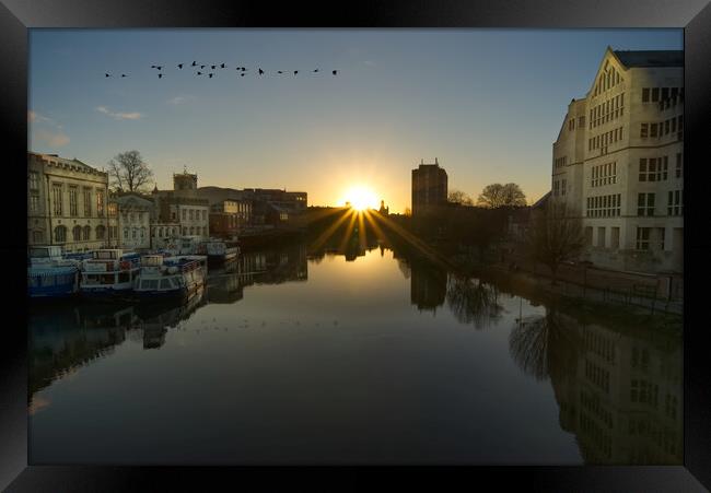River Ouse Sunrise Framed Print by Alison Chambers