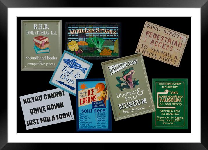 Robin Hoods Bay Signs Framed Mounted Print by Alison Chambers