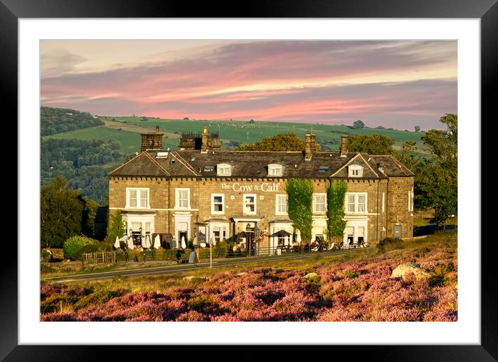 The Cow and Calf Pub Ilkley Moor Framed Mounted Print by Alison Chambers