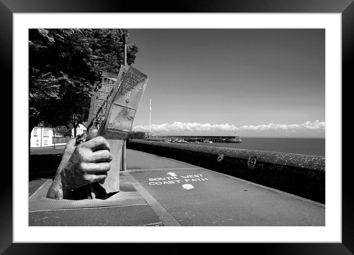 Minehead South West Coast Path BW Framed Mounted Print by Alison Chambers