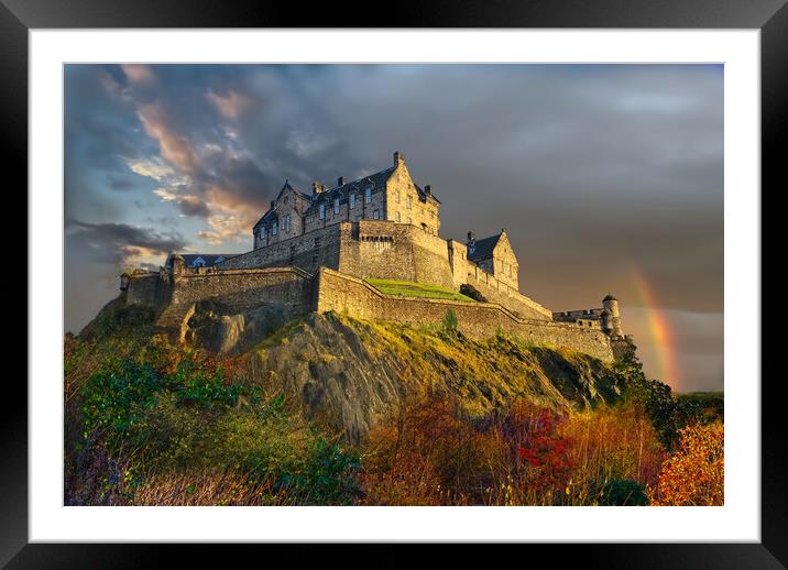 Edinburgh Castle Rainbow Framed Mounted Print by Alison Chambers