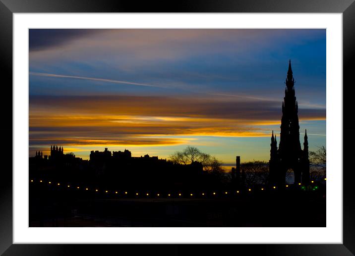 Edinburgh Sunset Skyline  Framed Mounted Print by Alison Chambers