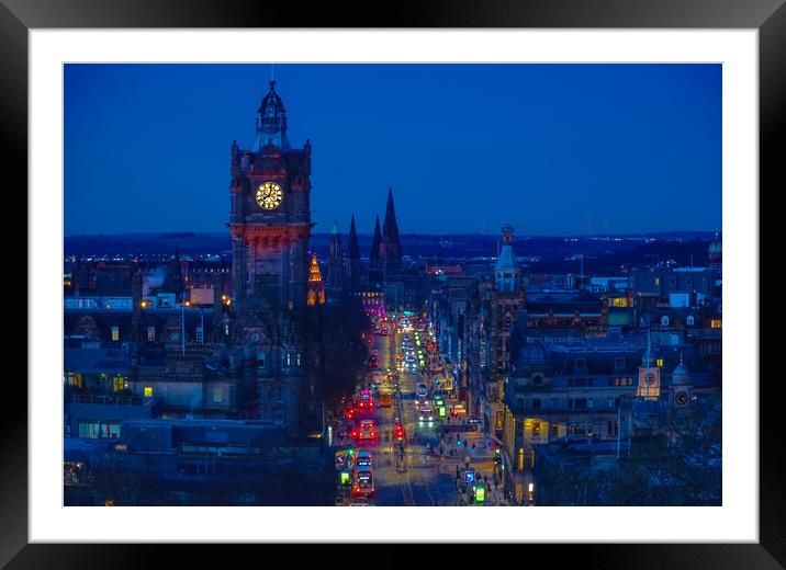 Edinburgh At Night Framed Mounted Print by Alison Chambers