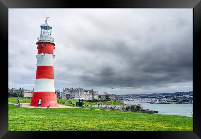 Smeatons Tower on Plymouth Hoe Framed Print by Alison Chambers