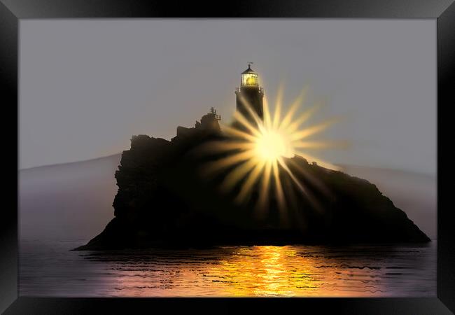 Godrevy Lighthouse Sunrise Framed Print by Alison Chambers