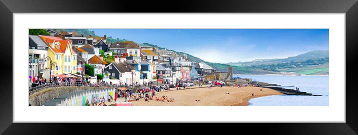 Lyme Regis Beach Front Panorama  Framed Mounted Print by Alison Chambers