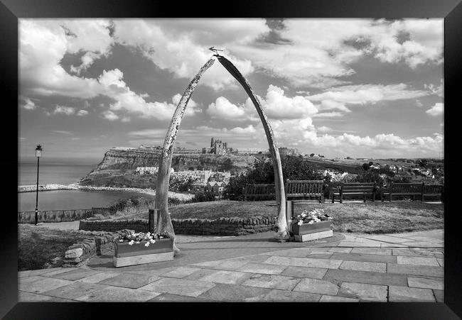 Whitby Whalebone Arch BW Framed Print by Alison Chambers