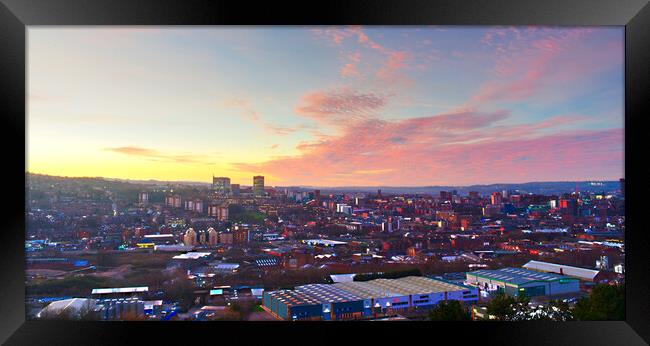 Sheffield Sunset Cityscape  Framed Print by Alison Chambers
