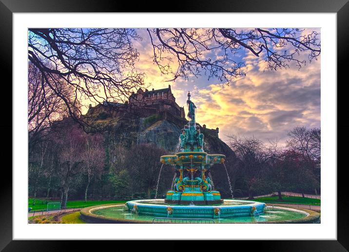 Ross Fountain Edinburgh Sunset Framed Mounted Print by Alison Chambers