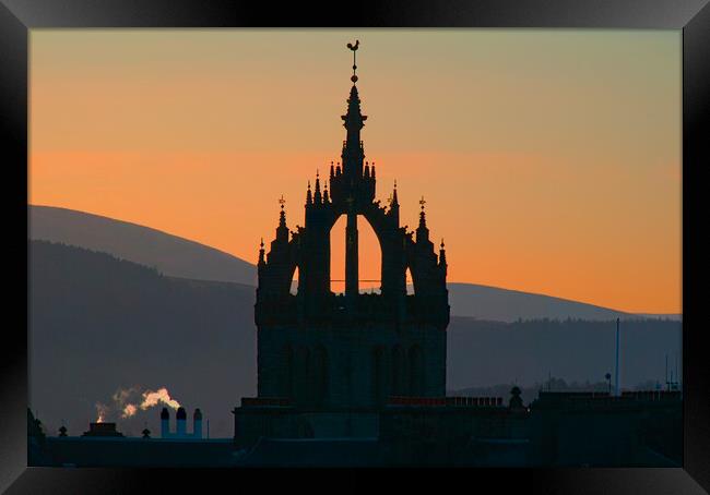 St Giles Cathedral Sunset Silhouette  Framed Print by Alison Chambers