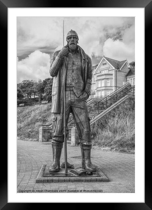 Filey Beachfront Statue Framed Mounted Print by Alison Chambers