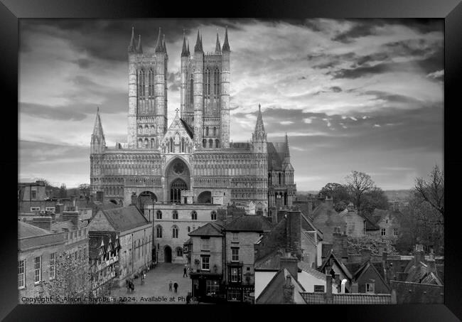 Lincoln Cathedral BW Framed Print by Alison Chambers