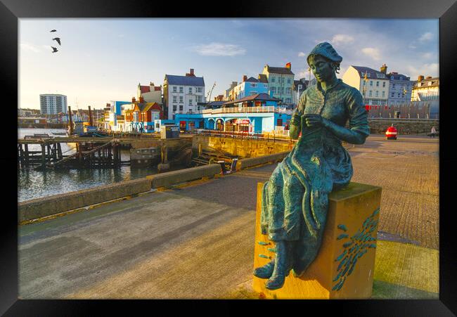 Bridlington Gansey Girl Framed Print by Alison Chambers