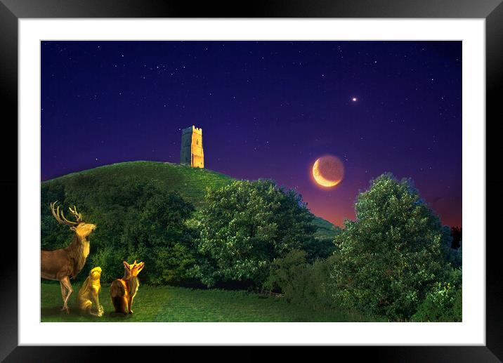 Glastonbury Tor Moonstruck  Framed Mounted Print by Alison Chambers