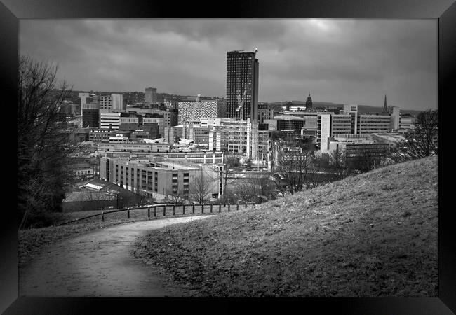 Sheffield Cityscape BW Framed Print by Alison Chambers
