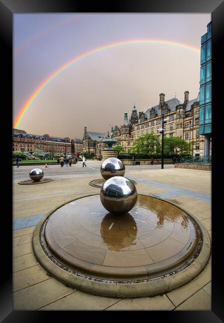 Sheffield City Centre Rainbow Framed Print by Alison Chambers