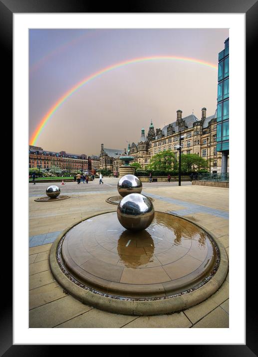 Sheffield City Centre Rainbow Framed Mounted Print by Alison Chambers