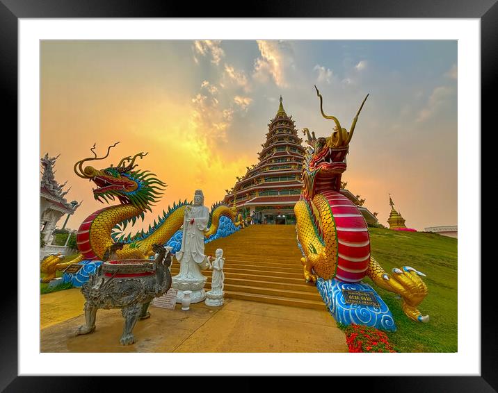 The Temple of Mercy (Wat Huay Pia Kang) Chiang Rai Framed Mounted Print by Alison Chambers