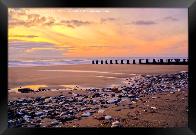 Bridlington Pebbles And Puddles Framed Print by Alison Chambers