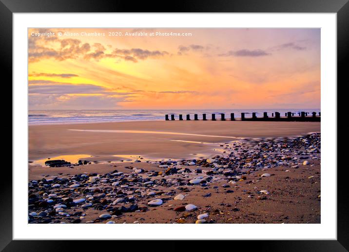 Bridlington Pebbles And Puddles Framed Mounted Print by Alison Chambers