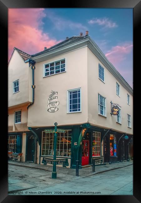 Teddy Bear Tea Rooms York Framed Print by Alison Chambers