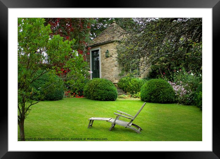 Garden Lounger Framed Mounted Print by Alison Chambers