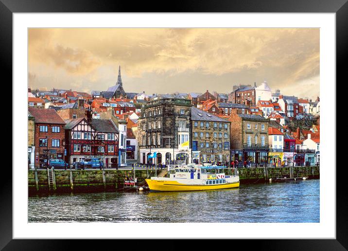 Whitby Harbour Scene Framed Mounted Print by Alison Chambers