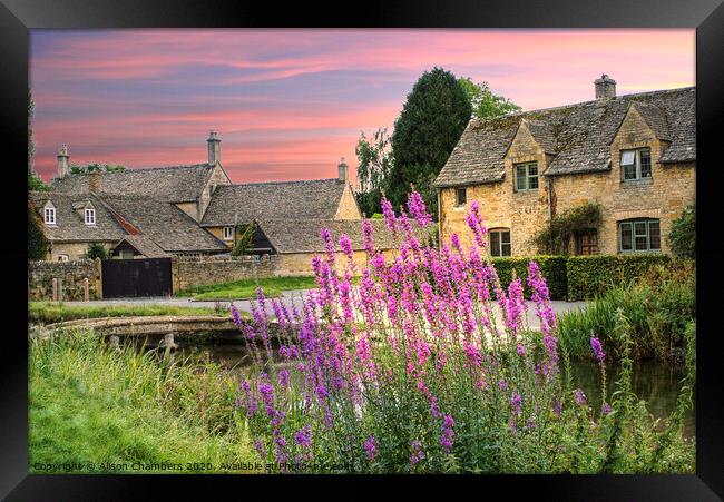 Red Sky at Lower Slaughter  Framed Print by Alison Chambers
