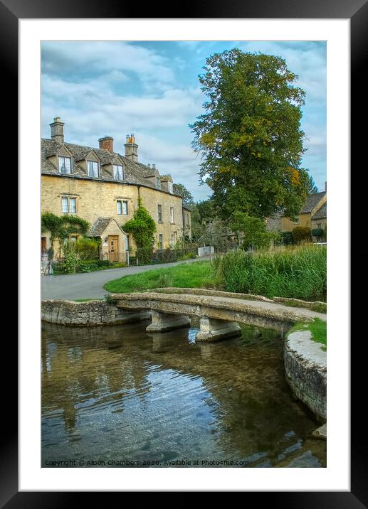 Lower Slaughter Footbridge  Framed Mounted Print by Alison Chambers