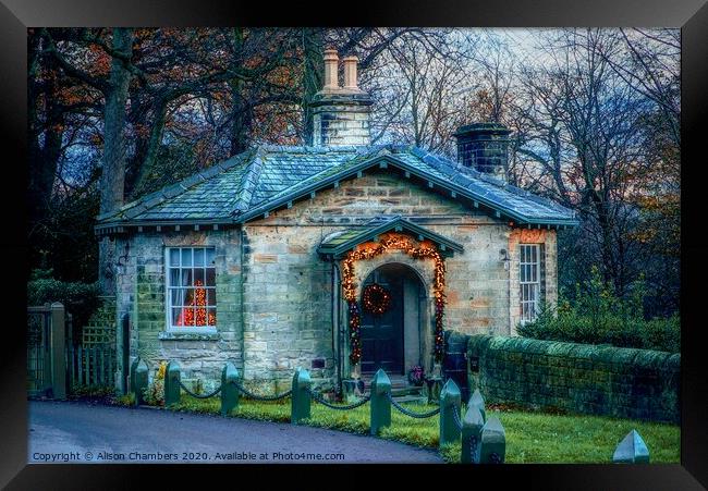 A Country Cottage Christmas Wentworth  Framed Print by Alison Chambers