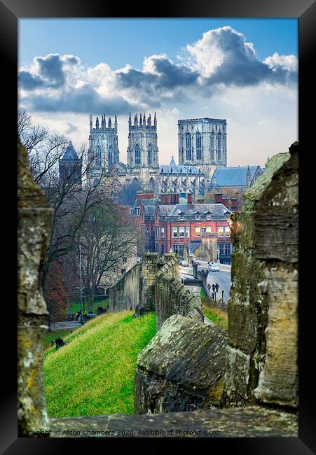York Minster and City Wall Framed Print by Alison Chambers