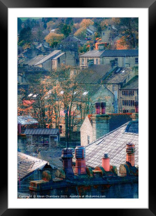 Holmfirth Rooftops and Chimney Pots  Framed Mounted Print by Alison Chambers
