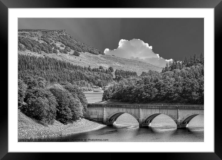 Ladybower Reservoir Monochrome  Framed Mounted Print by Alison Chambers